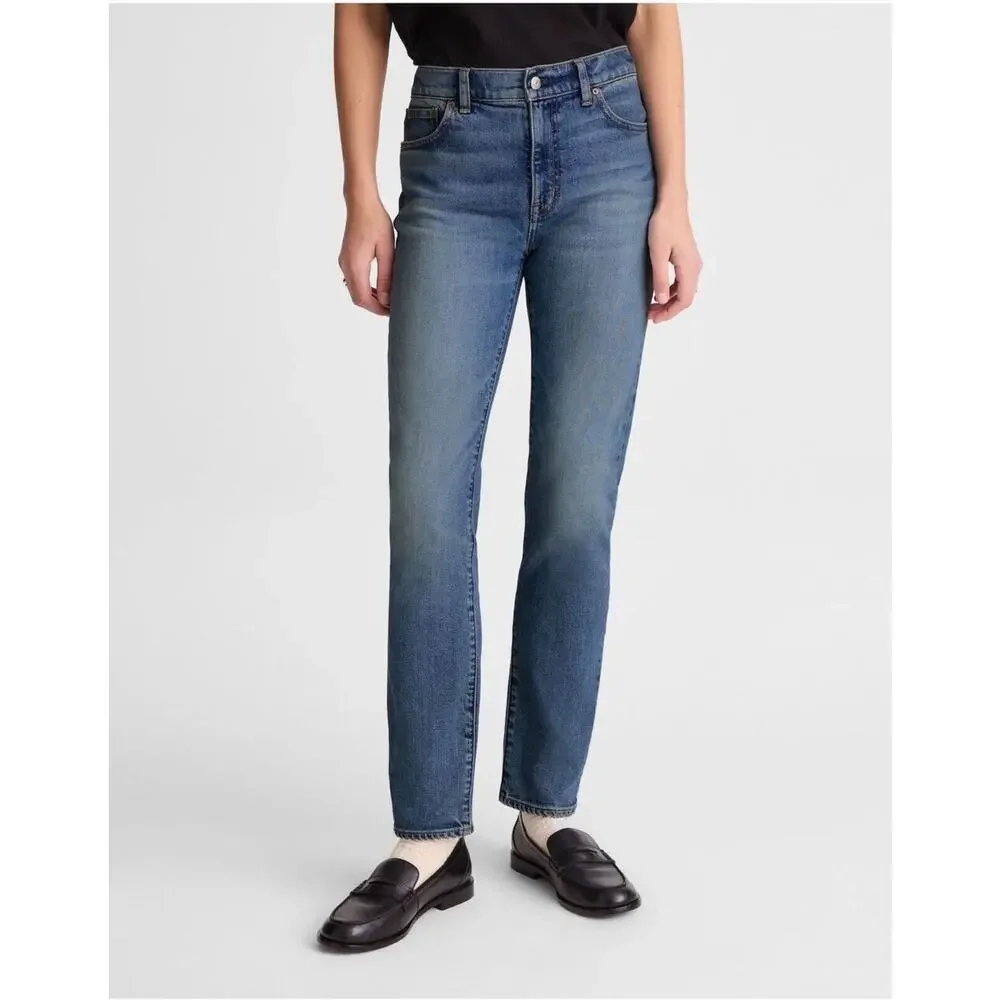 Madewell Jeans Womens 26 Blue Jules Slim Straight Concho Wash Comfort Stretch